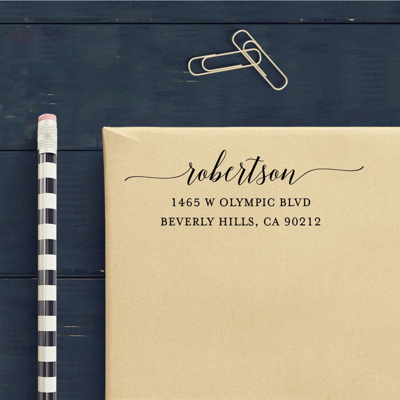 Custom Address Stamp Calligraphy Waves Self Inking Return Address Stamp