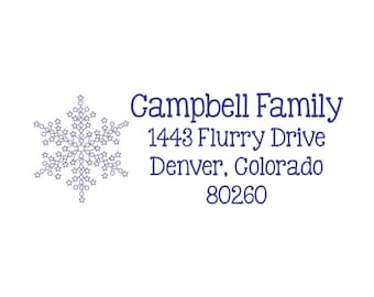 Family Snowflake Return Address Stamp - Christmas Winter Holiday Custom Stamp