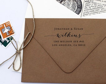 Address Stamp Script - Custom Self Inking Return Address Stamp - Housewarming Wedding Gift