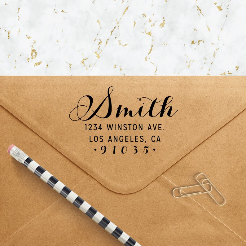Custom Return Address Stamp Weddings Fancy Cursive Pen Self Inking Address Stamper