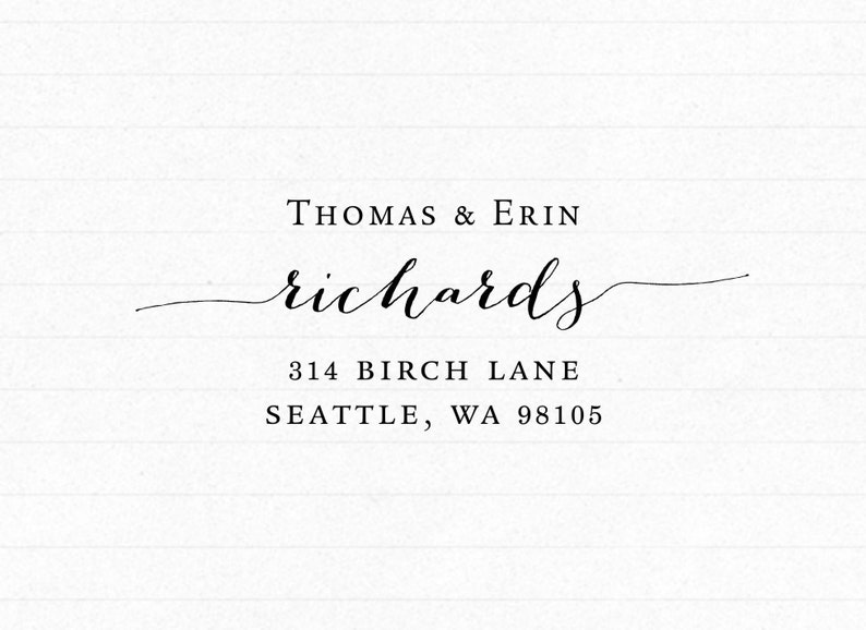 Custom Script Return Address Stamp - Self Inking Address Stamp - Housewarming Wedding Gift 