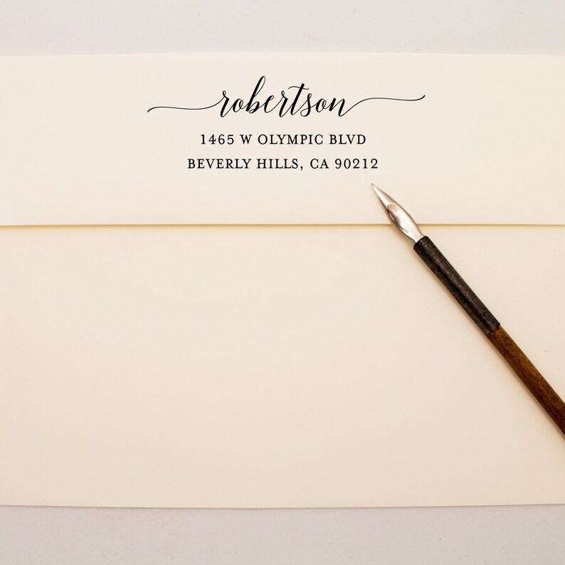 Custom Address Stamp Calligraphy Waves Self Inking Return Address Stamp