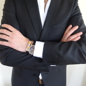 Men&#39;s Black Leather and Stainless Steel Bracelet, Men&#39;s Jewelry, Rose Gold Bracelet, Groom Bracelets, Groom Gift, Wedding Gifts