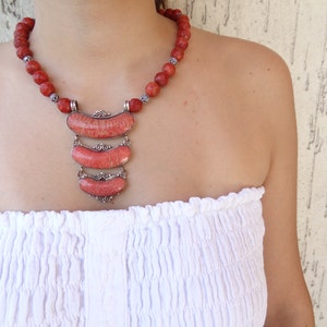 Red Coral Sterling Silver Jewelry Sets, Red Coral Frame Sterling Silver, Victorian Jewelry Set, Choker Necklace, OOAK, Mother&#39;s Day Gifts