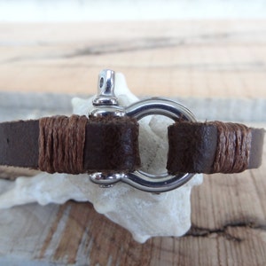 Men's Chocolate Brown Leather Bracelet, Men's Jewelry, Steel Screw Clasp Bracelet, Men's Leather Cuff, Gift for Him, Father's Day Gifts image 4