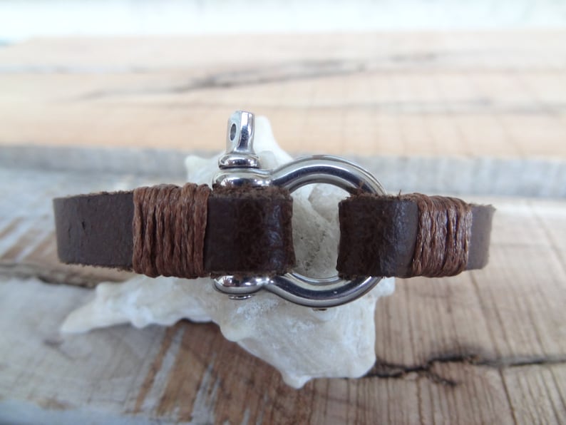 Men's Chocolate Brown Leather Bracelet, Men's Jewelry, Steel Screw Clasp Bracelet, Men's Leather Cuff, Gift for Him, Father's Day Gifts image 4