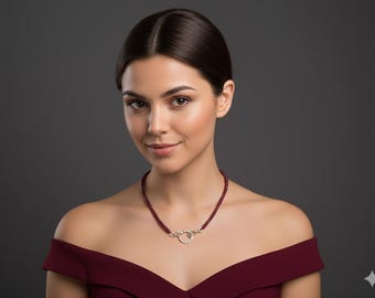 Handmade Ruby Necklace: Sterling Silver Hook Clasp, Minimalist Boho Jewelry