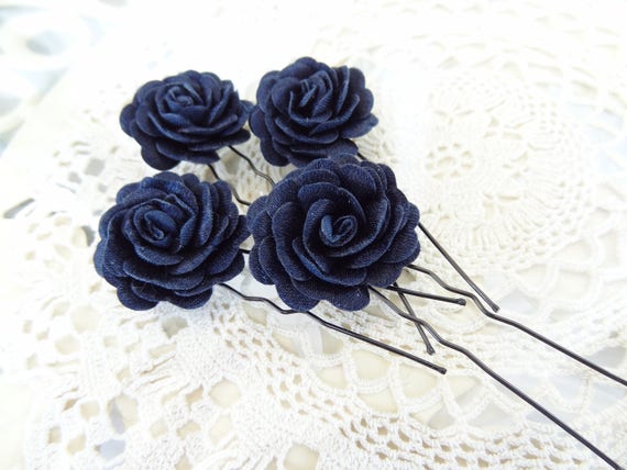 SATIN ROSE HAIR CLAW STEEL BLUE SATIN ROSE HAIR CLAW STEEL BLUE