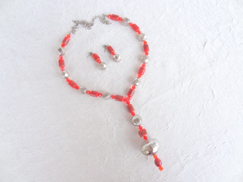 Orange Glass Beads Jewelry Sets Necklace and Earring Etsy