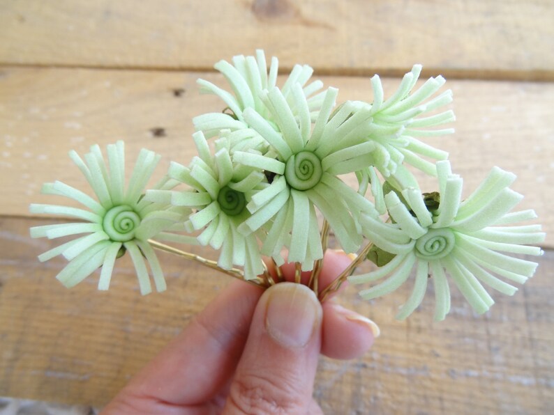 Mint Flower Wedding Hair Pins Mint Bridal Hair Pins Flower Etsy