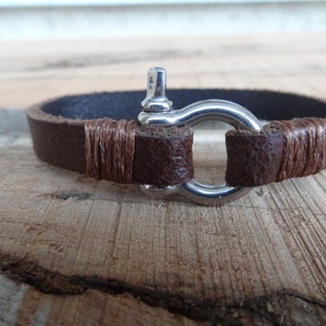 Men's Chocolate Brown Leather Bracelet, Men's Jewelry, Steel Screw Clasp Bracelet, Men's Leather Cuff, Gift for Him, Father's Day Gifts image 3