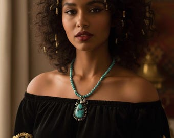 Handmade Sterling Silver Turquoise Necklace: Green Gemstone Pendant