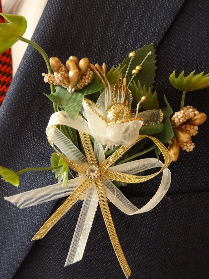 Boutonniere and Hair Comb Sets Beach Weddings Ivory Gold Flower Accessories Boho Rustic Hair Comb Rustic Boutonniere Rustic Wedding