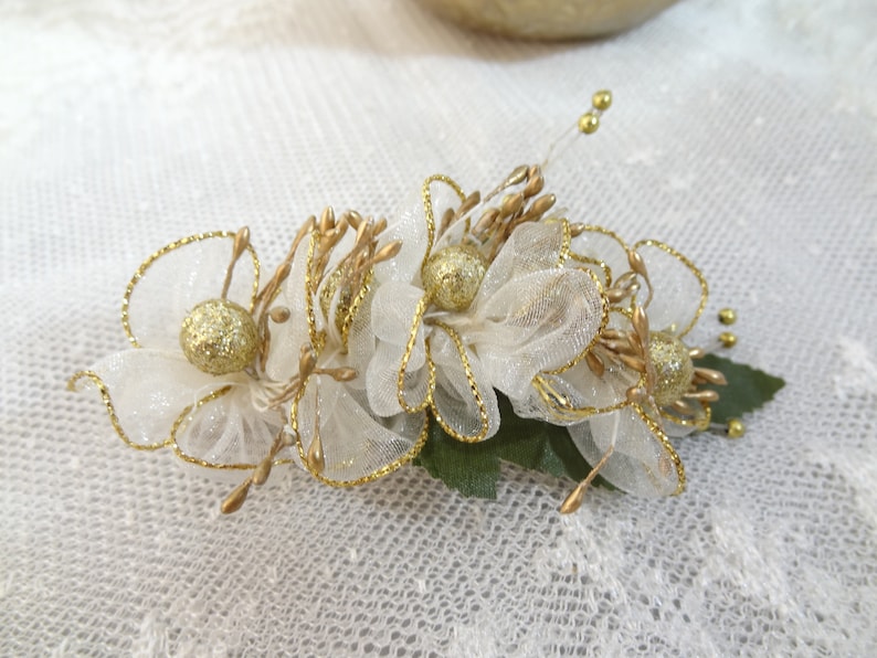 Boutonniere and Hair Comb Sets Beach Weddings Ivory Gold Flower Accessories Boho Rustic Hair Comb Rustic Boutonniere Rustic Wedding