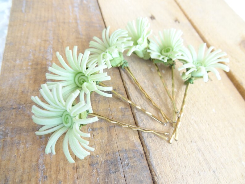 Mint Flower Wedding Hair Pins Mint Bridal Hair Pins Flower Etsy