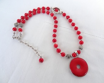 Red Coral Necklace, Coral Jewelry Gift, Unique Coral Necklaces for Women, Boho for Charm, Gift for Her, Handmade Summer Necklace