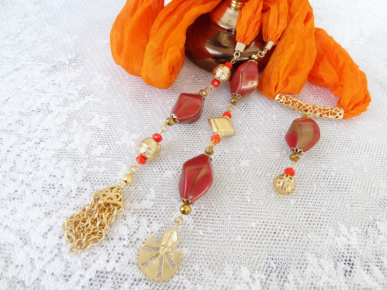 Women/'s Scarf Pendant Necklace Stone Necklace Scarf Jewelry W//beads Jewelry Gift
