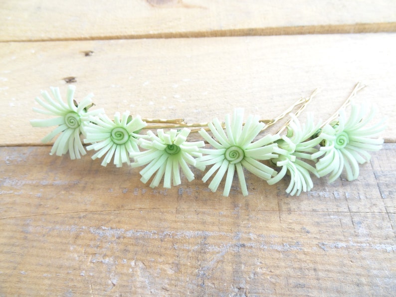 Mint Flower Wedding Hair Pins Mint Bridal Hair Pins Flower Etsy