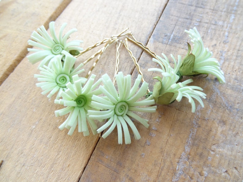 Mint Flower Wedding Hair Pins Mint Bridal Hair Pins Flower Etsy