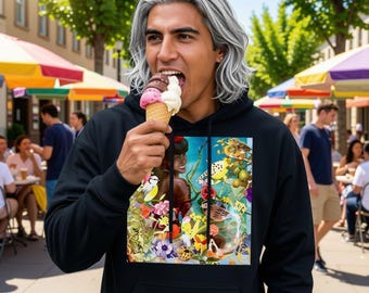 Divine Feminine Unisex Graphic Hoodie, Maximalist Vibrant Color Collage Print