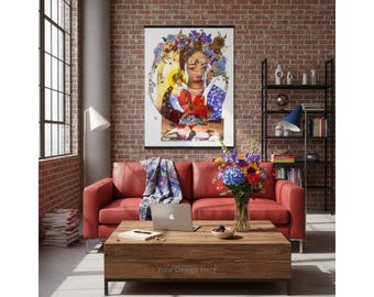Maximalist "Diosas" Exotic Goddess Collage, Vibrant Spiritual Wall Art, Ready to Hang Psychedelic Poster