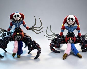 Bambola di peluche di Spider Cat Poppy e ragazza dai capelli lunghi viola, giocattolo da collezione a tema horror, regalo per bambini, decorazione di Halloween