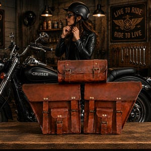 Leather Motorcycle Saddlebag Set, Pair of Leather Bike Side Bags, Royal Enfield Saddle Bags, Handmade Leather Panniers, Black Brown