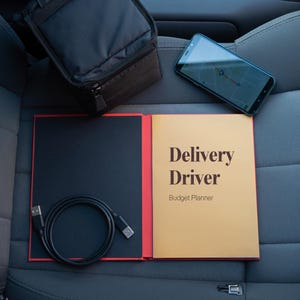 Utskrivbar budgetplanerare för leveransförare, Gig Economy Inkomst- och körsträckningsspårare i PDF-format, DoorDash Uber Eats Finansguide, Digital nedladdning