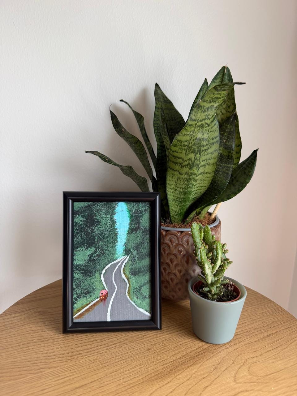 Wanderlane & the Tiny Orange Wanderer β Original Mini Acrylic Forest Road Painting - View 3