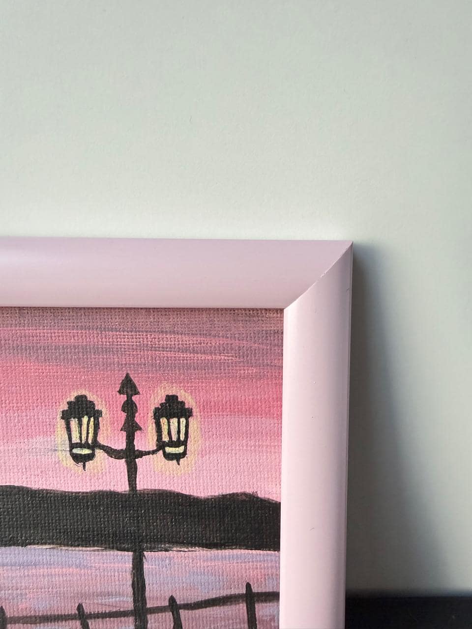 Pink Moonlit Lakeside β Original Acrylic Painting - View 4