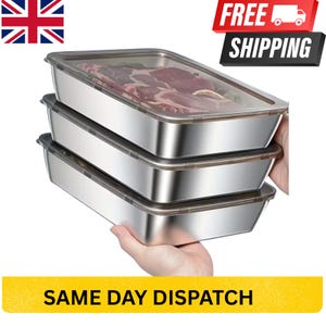 6/3pcs Stainless Steel Food Storage Containers Leak-Proof Stackable Space-Saving Airtight Lid