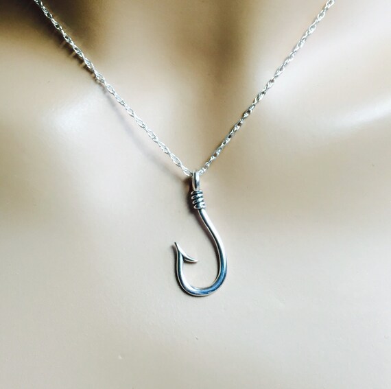 All Sterling Silver Fish Hook Necklace Charm 50