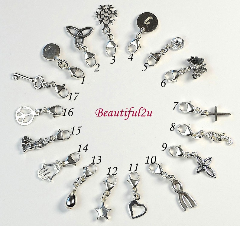 Sterling Silver Add On Clip On Charm Bracelet Charm Anklet Etsy