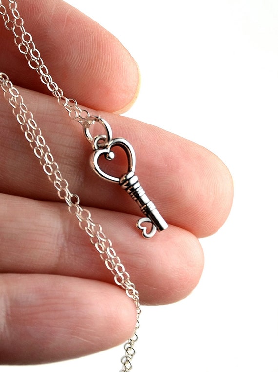 All Sterling Silver Key Necklace sterling necklace Etsy