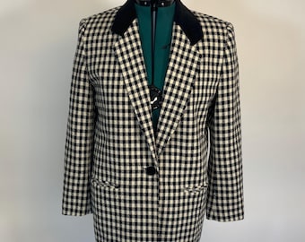 Vintage Wool Blend Gingham Blazer