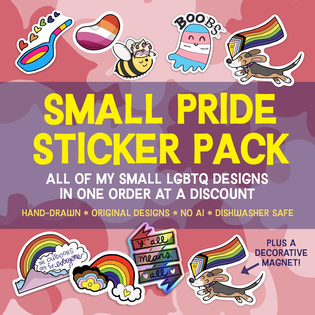Pride Small Sticker Pack: Gifts for LGBTQ Queers and Allies, Hand-drawn ...