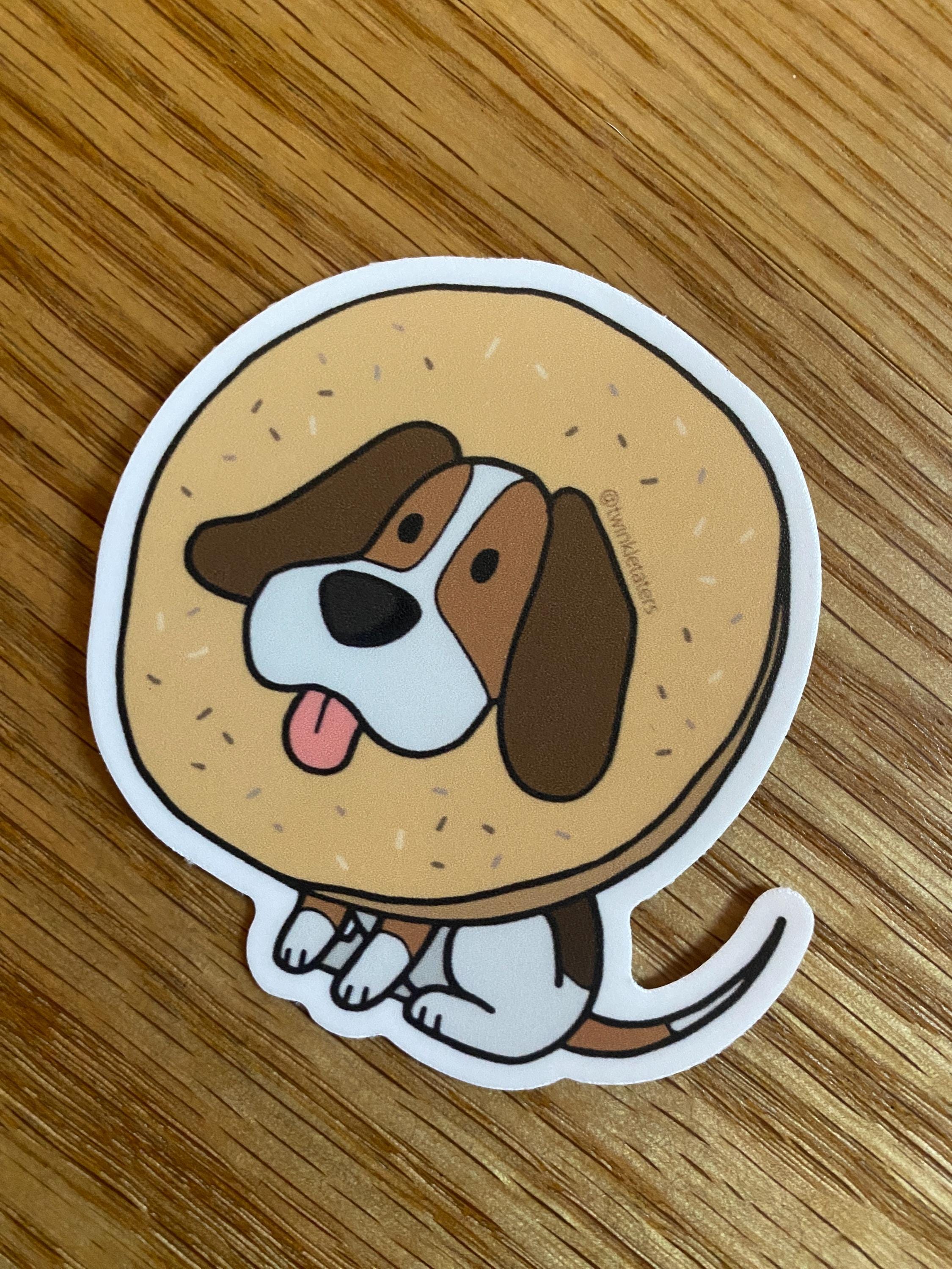 Bagel Sticker Design Beagle Bagel Vinyl Sticker: Hand-drawn Design, Dishwasher Safe ...