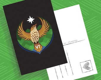 Vermont Rebel Thrush 4"x6" Postcard: State Bird Rebel Alliance, Hermit Thrush VT, Simple Card, Hand-Drawn Design, Happy Mail