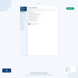 DevOps Resume Template | ATS Optimised | SRE Cloud Engineer CV | Canva Editable | Instant Download