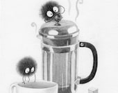 5 x 7 quot Coffee Tea Sprites print