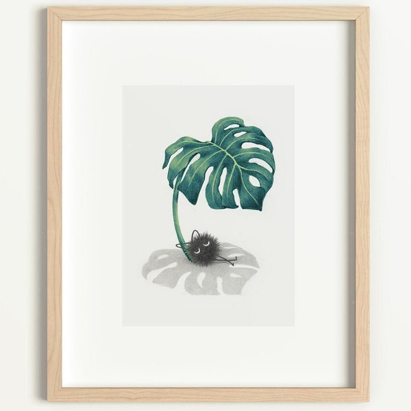 4x6 Shady Sprites Archive Art Print • Soot Sprite Wall Art • Monstera Leaf • Vacation Time • Treat Yourself • Studio Ghibli