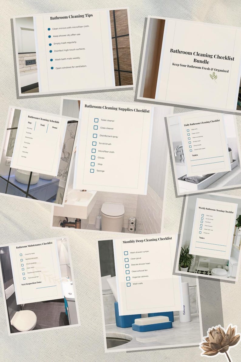 Bathroom Cleaning Checklist Bundle | Daily, Weekly, Monthly Planner ...