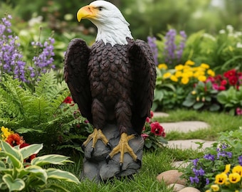 Bald Eagle Garden Statue,  Outdoor Decor, Resin Eagle Sculpture Gift
