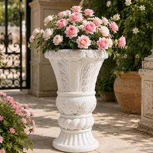 Elegant White Swan Planter Vase, Romantic Garden Flower Pot Decor Gift