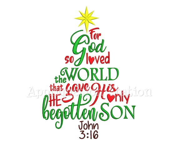 John 3:16 Word Art Christmas Tree Machine Embroidery Designs | Etsy