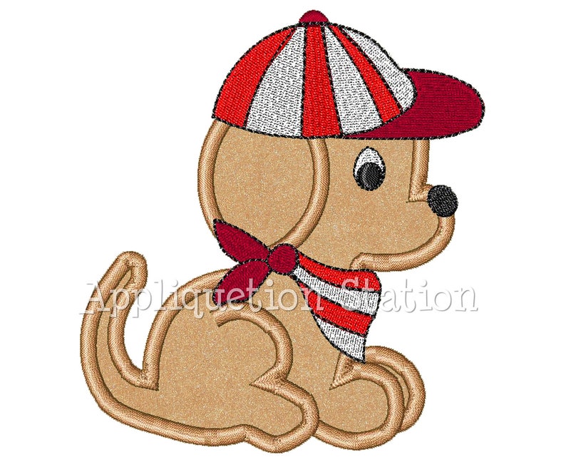 Patriotic Puppy Dog With Hat Applique Machine Embroidery Etsy