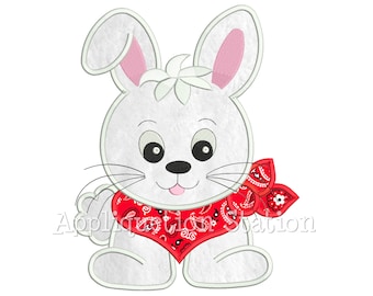 Applique Bunny Machine Embroidery Design Bandana Baby Rabbit Farm Animal Boy Cute INSTANT DOWNLOAD