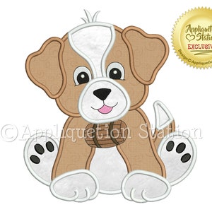 Applique St. Bernard Puppy Machine Embroidery Design Baby Pattern Boy Girl saint Dog animal Cute INSTANT DOWNLOAD