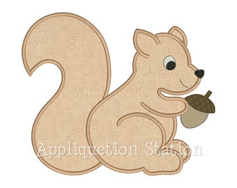 Applique Squirrel Machine Embroidery Design Pattern Boy baby animal woodland INSTANT DOWNLOAD