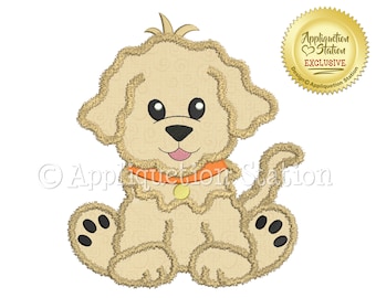 Applikation Pupzie Labradoodle Goldendoodle Maskinbroderi Design Mönster Pojke Flicka Söt Baby Hund Valp Djur DIREKT NEDLADDNING